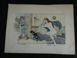 Dessin Aquerelle Original De Mai 1915 De Francis Durelle " Les Barbares Sont Partis "  Z1 - 1914-18