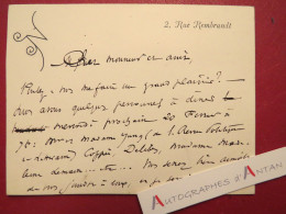 ● Jacques NORMAND écrivain - Diner Avec Coppée / Delibes / Yung Et ? Carte Lettre 2 Rue Rembrandt - Né Paris 1846 - SGDL - Schriftsteller