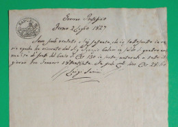 D-IT Governo Pontificio 1827 Fermo (Marche) Ricevuta Con Bollo Da 5 Baiocchi - Documents Historiques