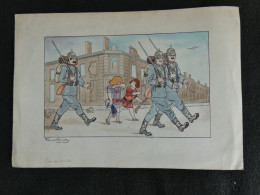 Dessin Aquerelle Original De Mai 1915 De Francis Durelle " Les Suspects "  Z1 - 1914-18