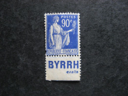 E). N° 368a, Neuf X. Avec PUB Inférieure " BYRRH ". - Nuevos