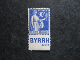 E). N° 368a, Neuf X. Avec PUB Inférieure " BYRRH ". - Unused Stamps