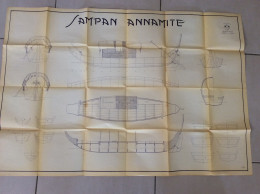 Ancien Grand Plan MRB Maquette ( Bateau ) SAMPAN ANNAMITE  / CHINE - Altri Disegni