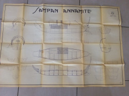 Ancien Grand Plan MRB Maquette ( Bateau ) SAMPAN ANNAMITE  / CHINE - Otros Planes