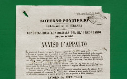 D-IT Governo Pontificio Ferrara Avviso Di Appalto Febbraio 1854 - Documents Historiques