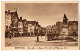 CPA 60 - BEAUVAIS (Oise) - La Statue De Jeanne Hachette Et L'Hôtel De Ville (Pub Margarine Axa) - Ed. Mona - Beauvais