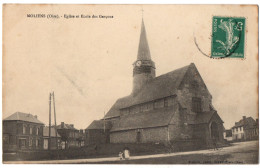 CPA 60 - MOLIENS (Oise) - Eglise Et Ecole Des Garçons - Ed. Svoboda - Sonstige & Ohne Zuordnung