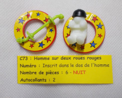 Kinder - Hommes Sur Roues - Homme Sur Deux Roues Rouges ( Version Nuit, Brille Dans Le Noir ) - C 73 - Sans BPZ - Steckfiguren