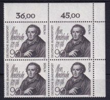 Berlin 601 Eckrand Rechts Oben 4er Block Moses Mendelssohn 90 Pf Postfrisch - Other & Unclassified