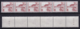 Bund 1139 RM 6er Streifen Burgen+Schlösser 35 Pf Postfrisch - Roller Precancels