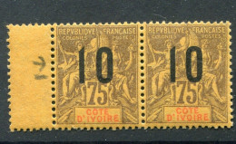 !!! COTE D'IVOIRE, PAIRE DU 40/40a CHIFFRES ESPACES NEUVE */** SIGNEE REINE - Unused Stamps
