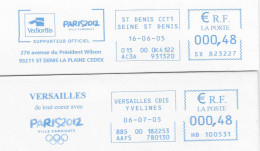 2005 2 EMA Soutien Candidature De Paris Aux Jeux Olympiques 2012: EMA Vedior Bis (n° SX 823227) + Versailles (HD 100531) - Zomer 2012: Londen
