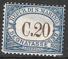 SAN MARINO -1939 - SEGNATASSE - C.20 - NUOVO MH* ( YVERT TX 55- MICHEL PD 49 - SS  SG 56) - Timbres-taxe