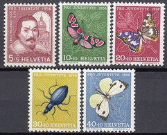 SCHWEIZ  632-636,  Postfrisch **, Pro Juventute 1956, Insekten - Nuevos