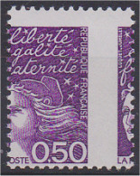 Marianne De Luquet N° 3088 Violet Rouge 0,50F Neuf ** Variété Piquage Très Décalé Scan Recto/verso - 1997-2004 Marianne Of July 14th