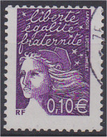 Marianne De Luquet N° 3446 Violet Rouge 0,10 Euro Oblitéré Variété Piquage Décalé Scan Recto/verso - 1997-2004 Marianna Del 14 Luglio