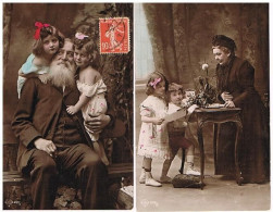 2 CP Familiales Ancêtres Et Enfants Vers 1910  (112) - Grupo De Niños Y Familias