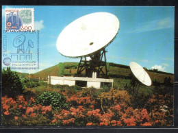 PORTUGAL PORTOGALLO 1990 PONTA DELGADA SATELLITE CENTE R RADIO MARCONI 2e MAXI MAXIMUM CARD - Maximumkaarten
