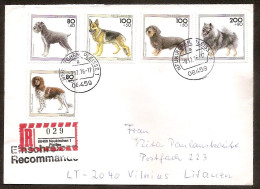 Germany●1995●Dogs●Complet Set Mi 1797-1801●R-Brief Neukirchen Pleisse-Lithuania - Lettres & Documents