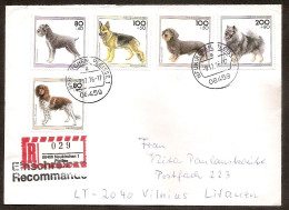 Germany●1995●Dogs●Complet Set Mi 1797-1801●R-Brief Neukirchen Pleisse-Lithuania - Storia Postale