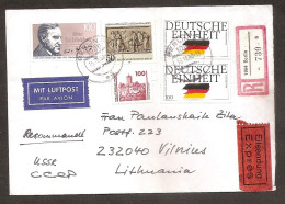 Germany●Berlin 1990●Berlin + Bundespost+FM Deutsche Post●Mischfrankatur●R-Brief Berlin 1064-Lithuania - Brieven En Documenten