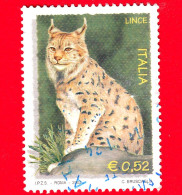 ITALIA - Usato - 2002 - Flora E Fauna - Lynx (Lince) - 0,52 - 2001-10: Afgestempeld