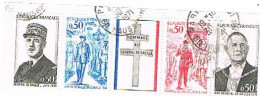 YT 1695/1698 - Bande  De GAULLE Avec Vignette Croix De Lorraine Oblitération PARIS Bd Haussmann 1971 (116) - Oblitérés