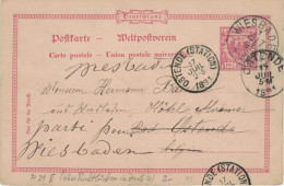 Ganzsache 10 Pfennig - Wiesbaden 1891 > Ostende Station, - Tarjetas