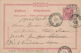 Ganzsache 10 Pfennig - Wiesbaden 1891 > Ostende Station, - Cartes Postales