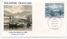 Enveloppe Timbres Premier Jour D'émission 24 Juin 86.papeete.Polynésie Française Arrivé D'un Bateau Vers 1880 - Autres & Non Classés