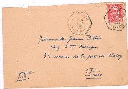 68 LAPOUTROIE Cachet Hexagonal Tireté Du 21/8/1950 S/ Gandon 15Fr YT 813  (120) - Manual Postmarks