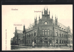 AK Graudenz, Postgebäude, Oberrealschule  - Westpreussen