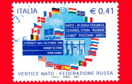 ITALIA -  Usato - 2002 - Vertice NATO - Federazione Russa - Bandiere Dei 20 Paesi Membri - 0,41 - 2001-10: Usados