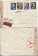 Slowakei # 134,138-40 Eil-Einschreibebrief Trencianske Teplice 3.5.44 > Prag, OKW-Zensur - Covers & Documents