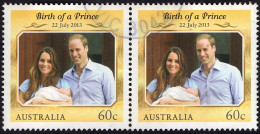 AUSTRALIA 2013 60c Horizontal Pair, Multicoloured, Birth Of A Prince Used - Usati