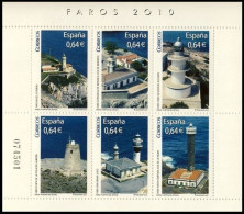 España 2010 Edifil 4594 Sellos ** HB Faros Lighthouses Aviles (Asturias), Ciutadella (Menorca), Huertas (Alicante) - Unused Stamps