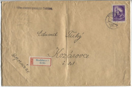 Slowakei # 140 Einschreibebrief 1.Staatliches Gymnasium Bratislava 1.7.44 > Kozarovce - Storia Postale