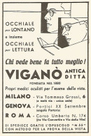 Occhiale Per Lettura Viganò - Pubblicità Del 1942 - Old Advertising - Reclame