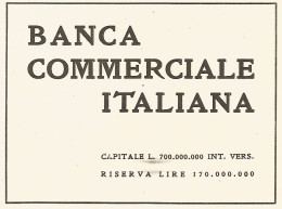 Banca Commerciale Italiana - Pubblicità Del 1942 - Old Advertising - Reclame