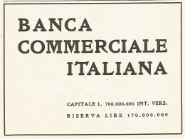 Banca Commerciale Italiana - Pubblicità Del 1942 - Old Advertising - Reclame
