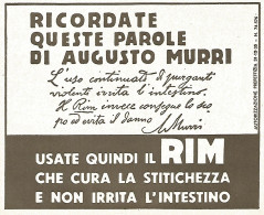 Purgante RIM - Pubblicità Del 1942 - Old Advertising - Publicités