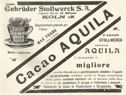 Cacao Stollwerck Marca Aquila - Pubblicità Del 1903 - Old Advertising - Werbung