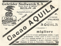 Cacao Stollwerck Marca Aquila - Pubblicità Del 1903 - Old Advertising - Werbung