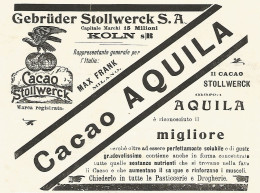 Cacao Stollwerck Marca Aquila - Pubblicità Del 1903 - Old Advertising - Werbung