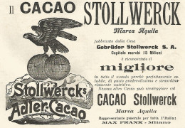 Cacao Stollwerck Marca Aquila - Pubblicità Del 1903 - Old Advertising - Werbung