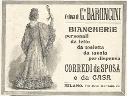 Corredi Da Sposa Vedova BARONCINI - Pubblicità Del 1903 - Old Advertising - Advertising