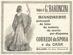 Corredi Da Sposa Vedova BARONCINI - Pubblicità Del 1903 - Old Advertising - Advertising