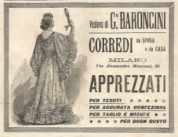 Corredi Da Sposa Vedova BARONCINI - Pubblicità Del 1903 - Old Advertising - Werbung