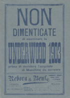 Macchine Per Scrivere UNDERWOOD - Pubblicità Del 1903 - Old Advertising - Werbung