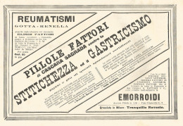 Pillole Fattori Di Cascara Sagrada - Pubblicità Del 1903 - Old Advertising - Advertising